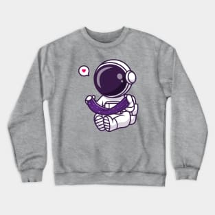 Cute Astronaut With Space Slime Cartoon Crewneck Sweatshirt